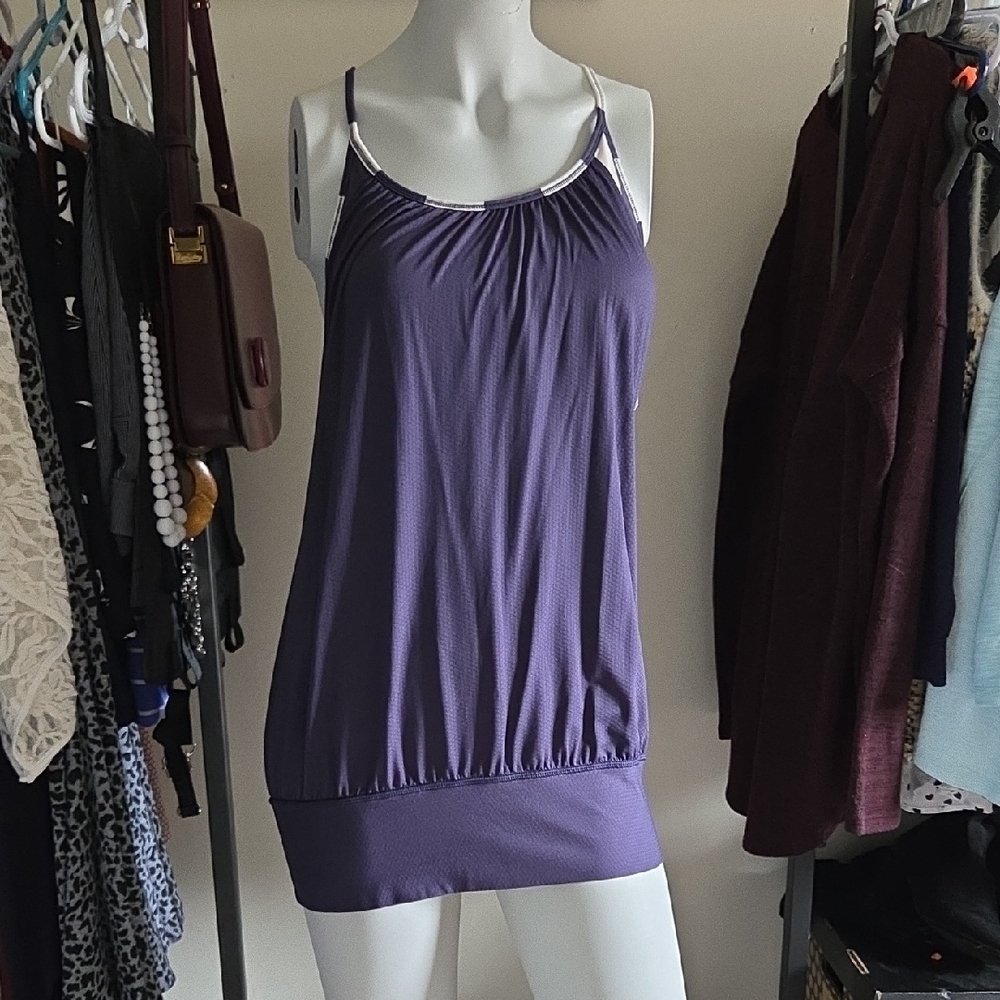 Lululemon Athletica Purple and White Bra Tank with Ruched Detail